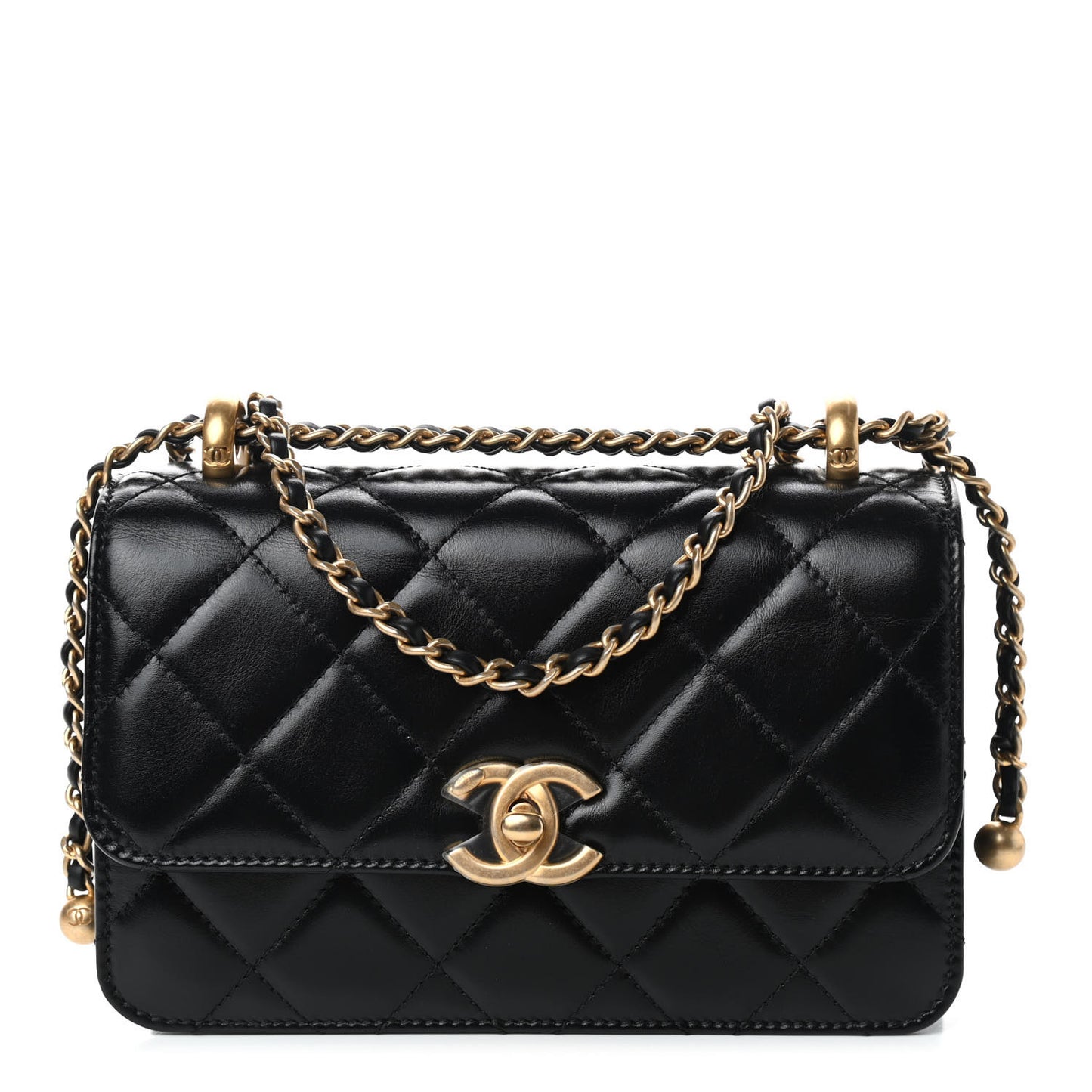 Calfskin Quilted Mini Perfect Fit Flap Black
