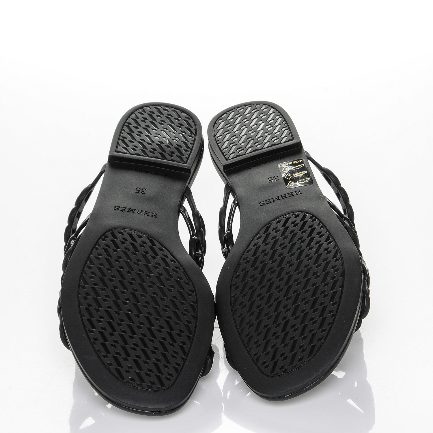 Hermes Rubber Chaine d'Ancre Nude Sandals 35 Black 5 of 9