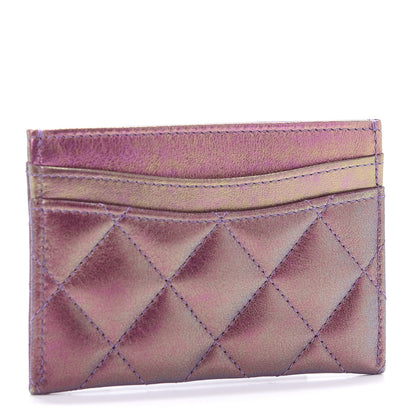 Chanel Metallic Lambskin Quilted Card Holder Purple 3 of 9