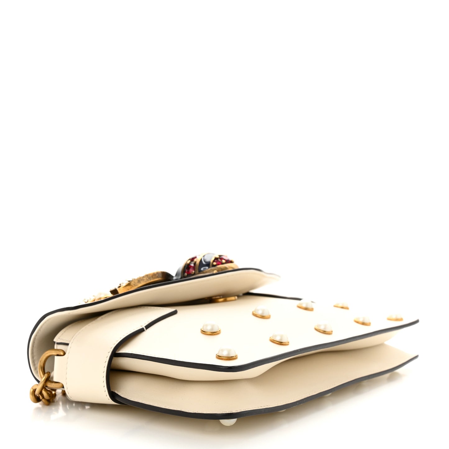 Nappa Pearl Studded Mini Queen Margaret Broadway Shoulder Bag Mystic White
