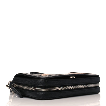 Fendi Raffia Calfskin Romano Pequin Mini Expandable Flap Bag Brown Black 3 of 9