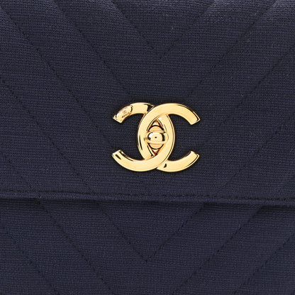 Chanel Jersey Chevron Quilted Small Trendy CC Dual Handle Flap Bag Navy Blue 8 of 10