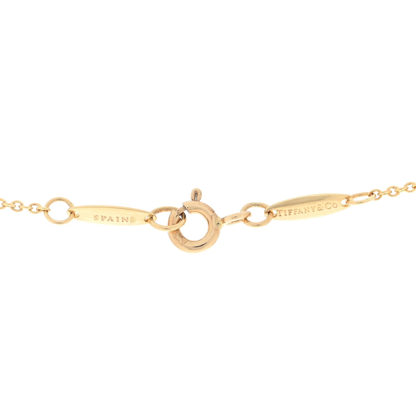 18K Yellow Gold Diamond 16mm Elsa Peretti Open Heart Pendant Necklace