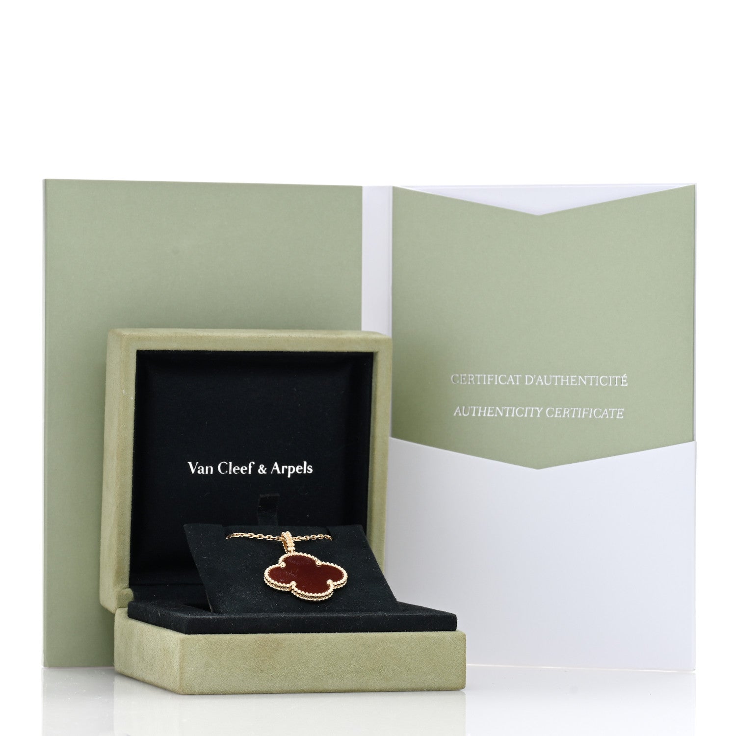 Van Cleef & Arpels 18K Yellow Gold Carnelian Magic Alhambra Long Necklace 5 of 5