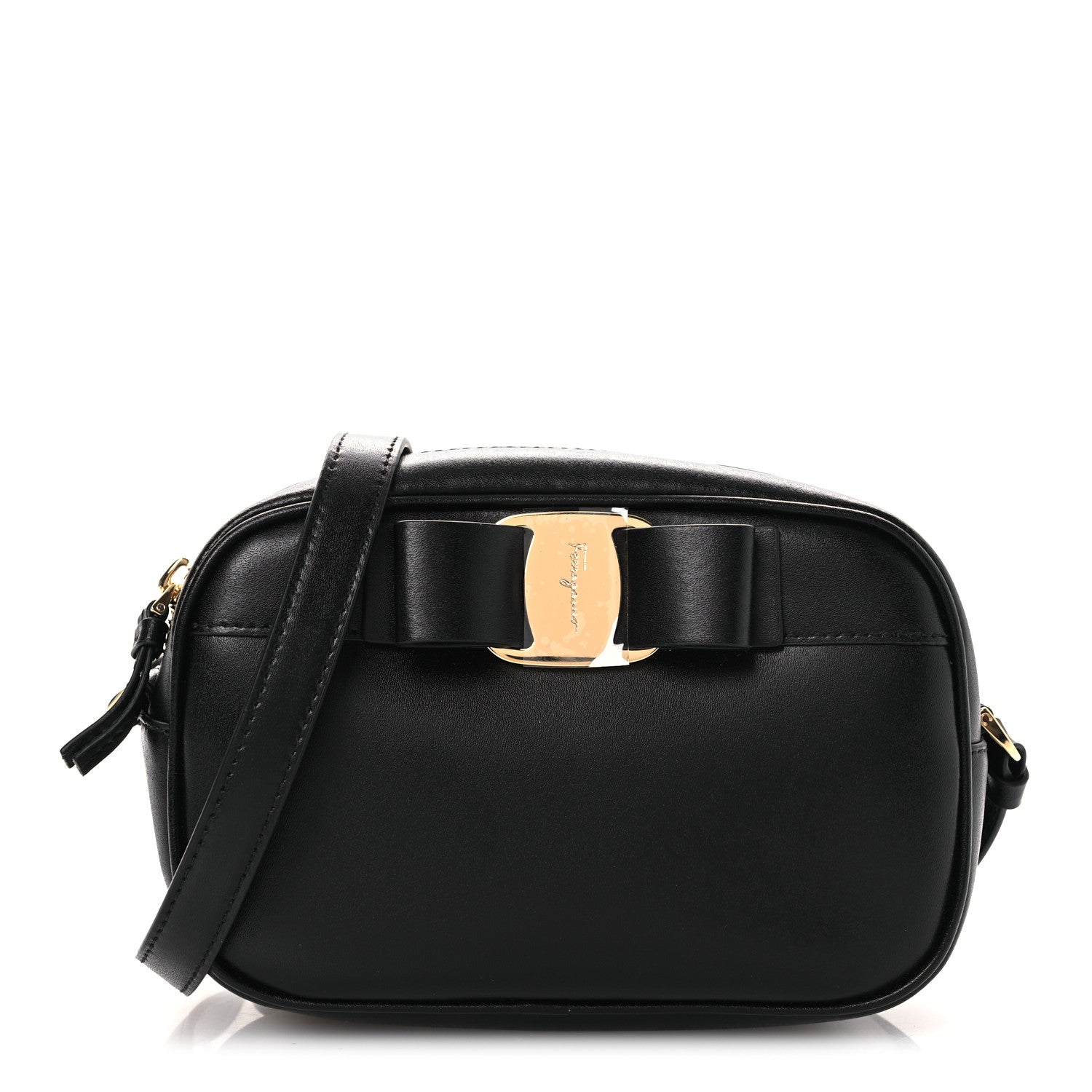 Salvatore Ferragamo Smooth Calfskin Vara Bow Camera Bag Black 1 of 11
