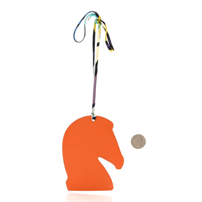 Hermes Everlisse Chevre Mysore Samarcande Horse Ornament Bag Charm Orange Lime 2 of 5