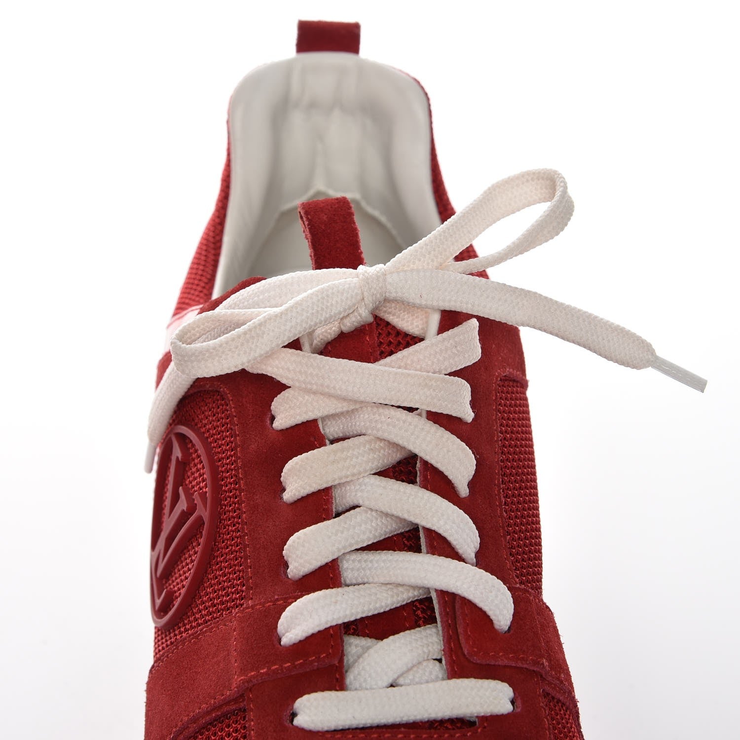Louis Vuitton Suede Calfskin Run Away Sneakers 37.5 Rouge 11 of 12