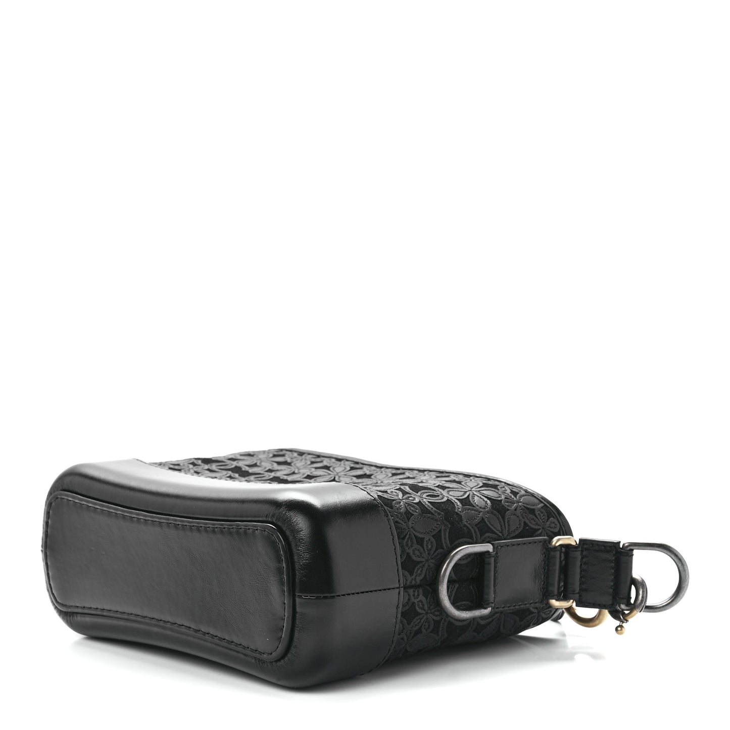 Calfskin Wool Felt Embossed Small Gabrielle Logo Hobo Black
