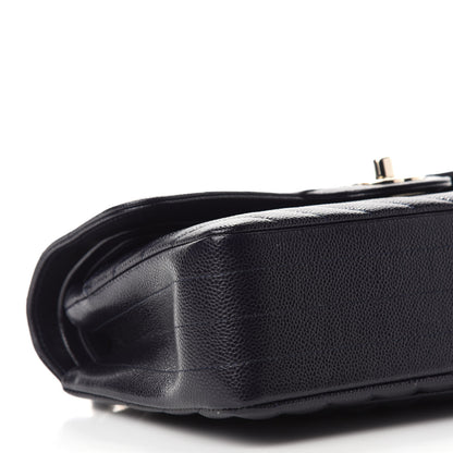 Chanel Caviar Chevron Quilted Small Double Flap Navy Blue 6 of 11