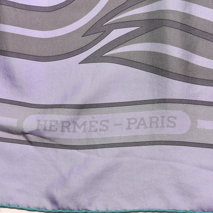 Hermes Silk Dip Dye Quadridge Scarf 140 Lilac Gris Chartreuse 3 of 6