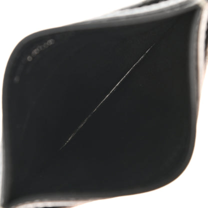 Saint Laurent Metallic Grain De Poudre Matelasse Chevron Monogram Credit Card Case Argento 5 of 7