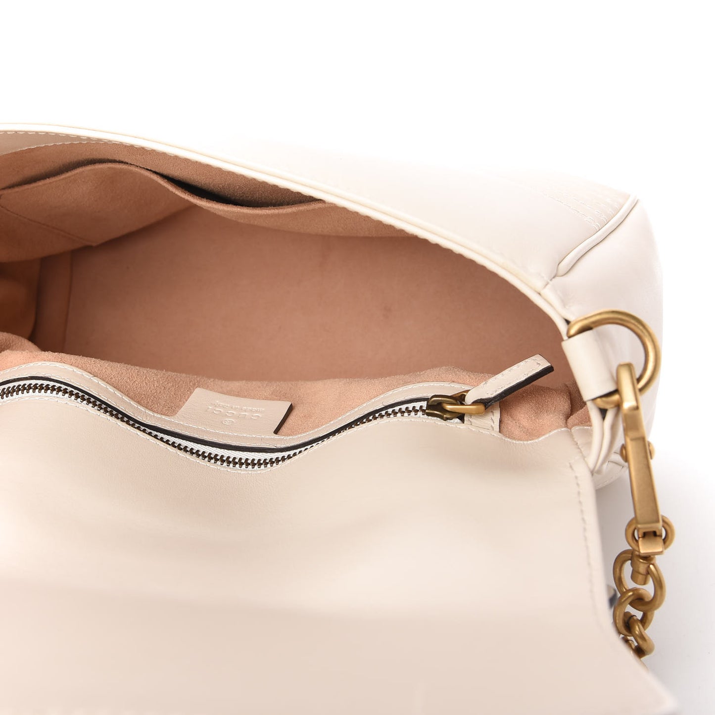 Calfskin Matelasse Small GG Marmont Top Handle Shoulder Bag White