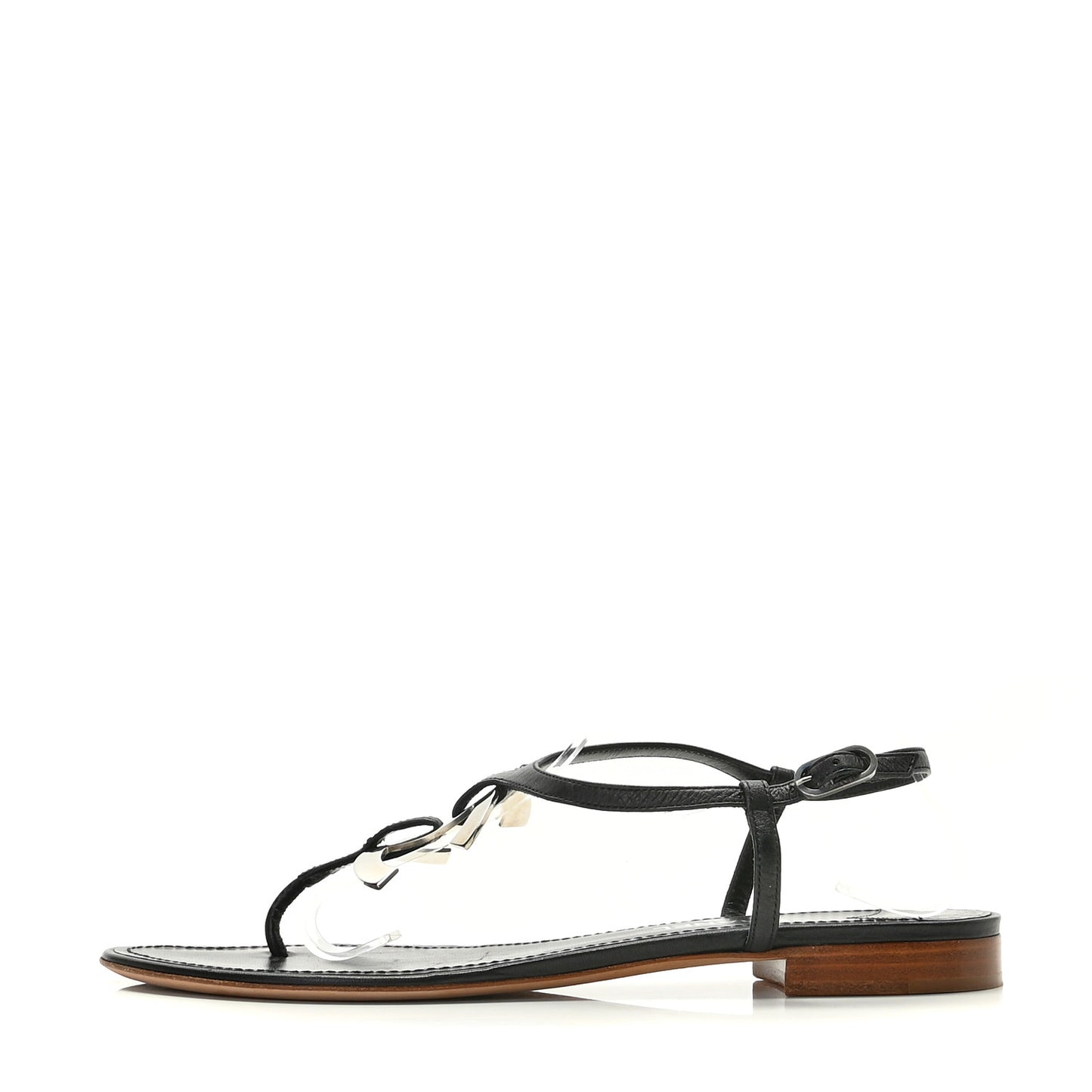 Lambskin CC Thong Sandals 41 Black