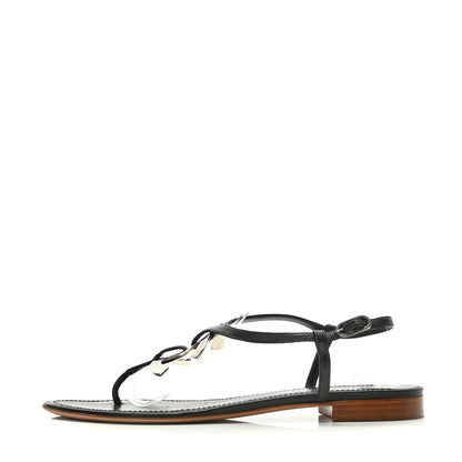 Chanel Lambskin CC Thong Sandals 41 Black 1 of 14