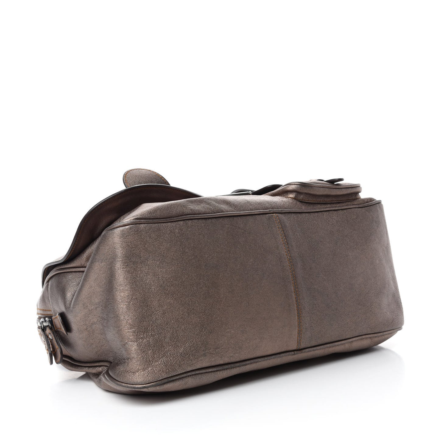 Metallic Calfskin Medium Gaucho Double Saddle Bronze