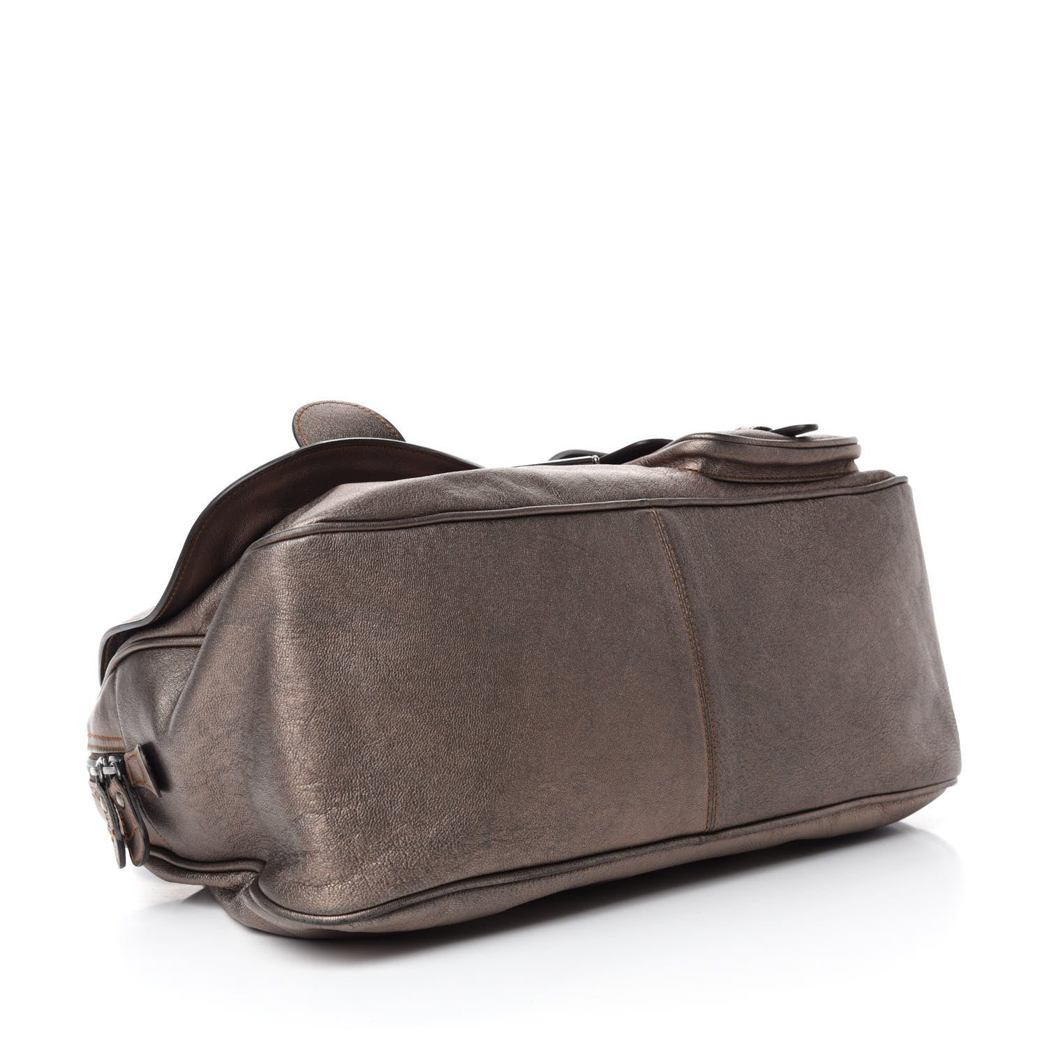 Christian Dior Metallic Calfskin Medium Gaucho Double Saddle Bronze 4 of 11