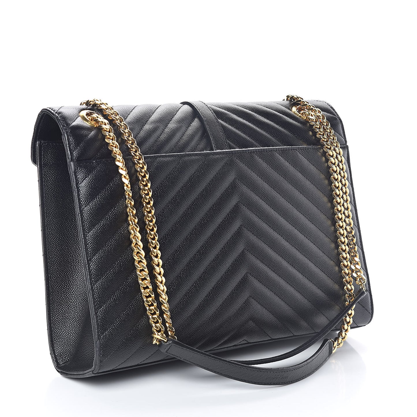 Grain De Poudre Matelasse Chevron Large Monogram Satchel Black