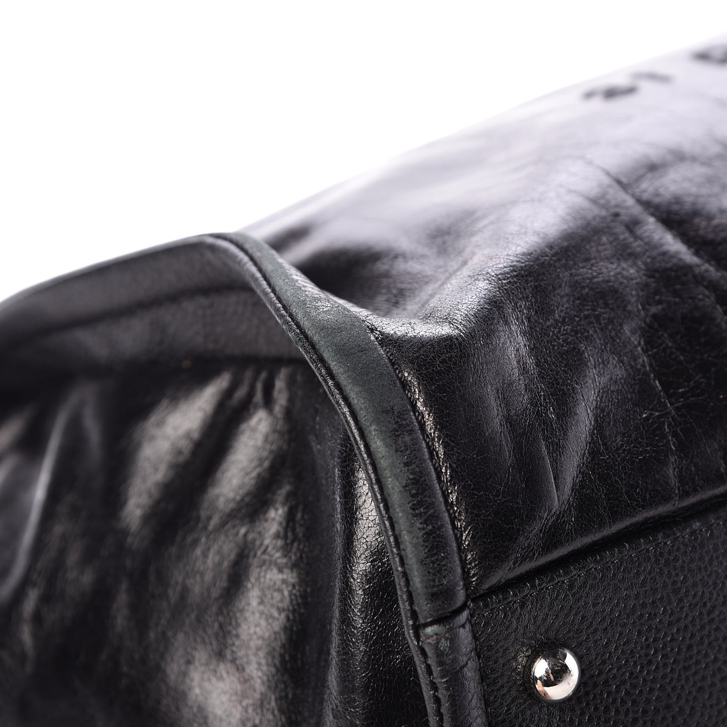Glazed Calfskin Large Deauville Tote Black