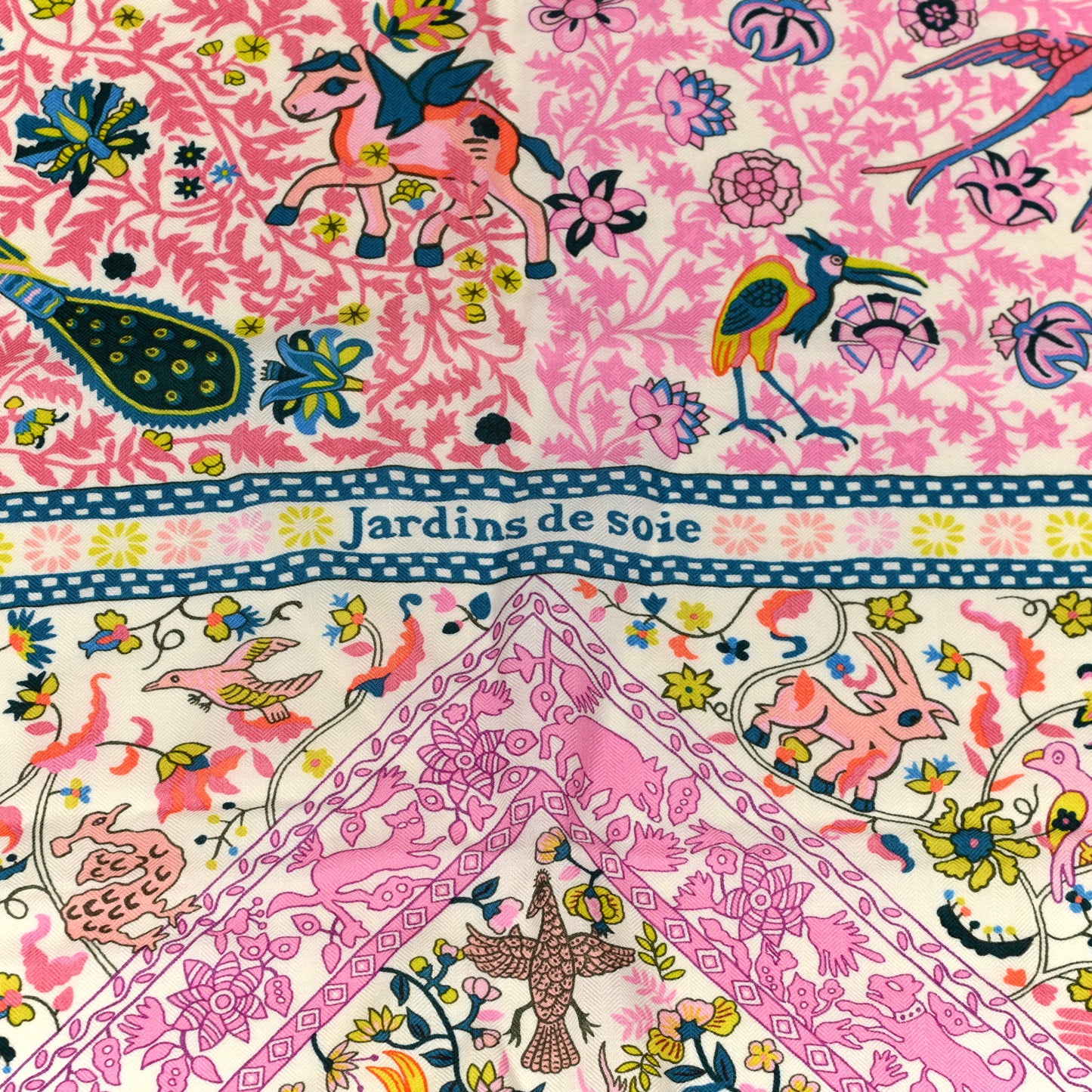 Cashmere Silk Jardins De Soie Shawl 140 Rose Bonbon Jaune