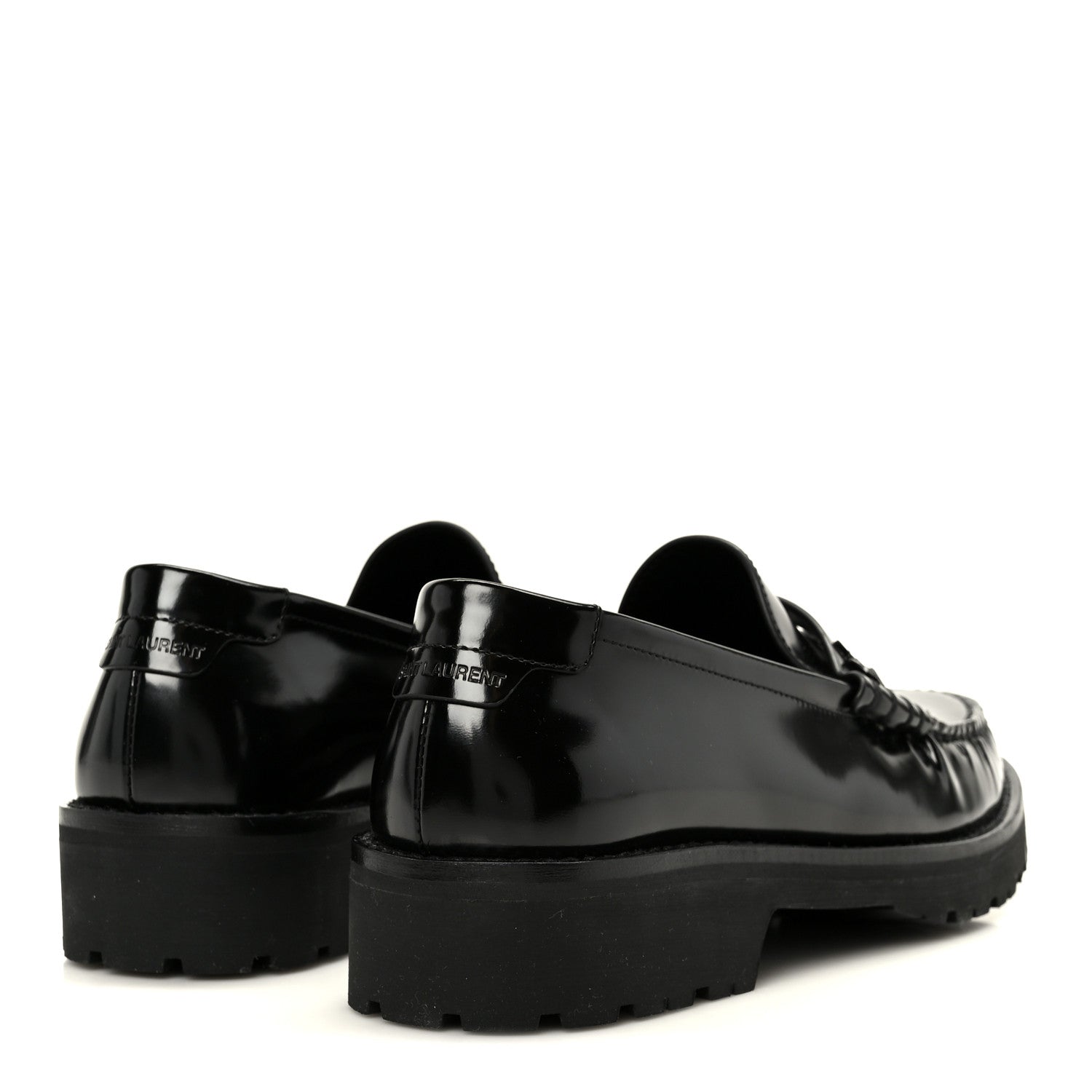 Saint Laurent Glazed Calfskin Le Loafer 15 Penny Slippers 37 Black 5 of 10