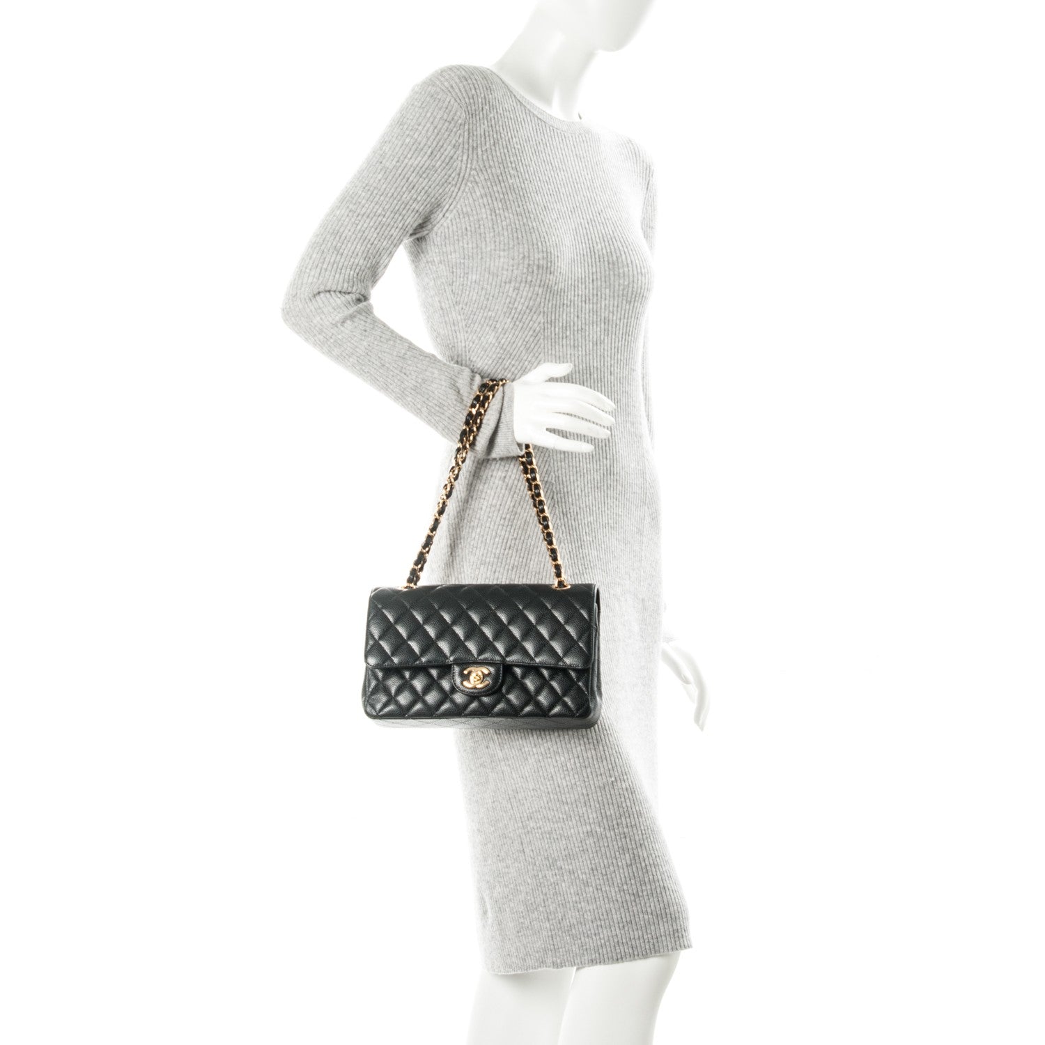 Chanel Caviar Quilted Medium Double Flap Black 2 of 8