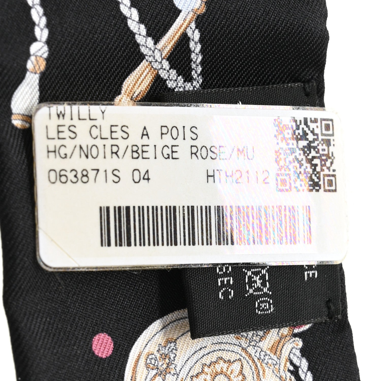 Hermes Silk Les Cles A Pois Twilly Black Beige Rose Multicolor 3 of 4