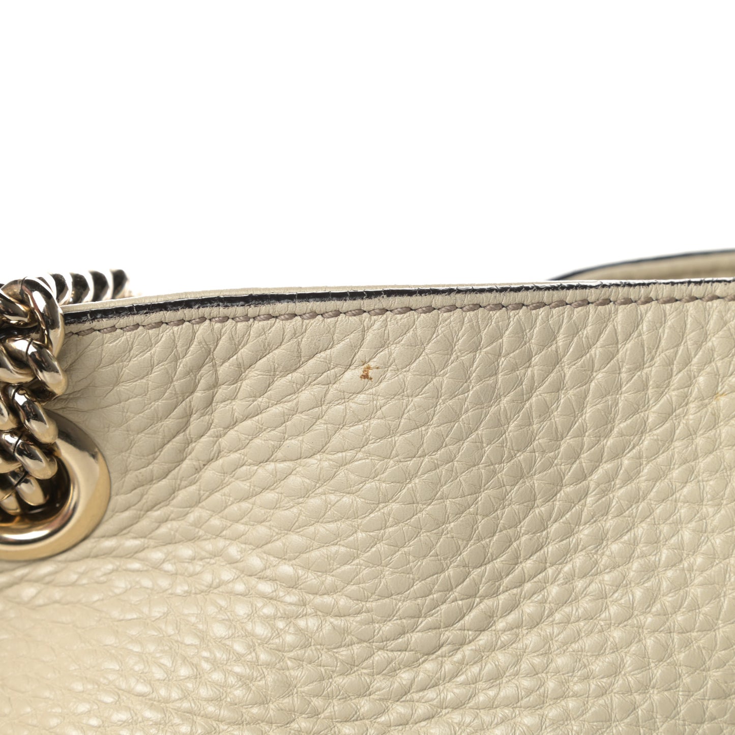Pebbled Calfskin Medium Soho Chain Shoulder Bag Off White