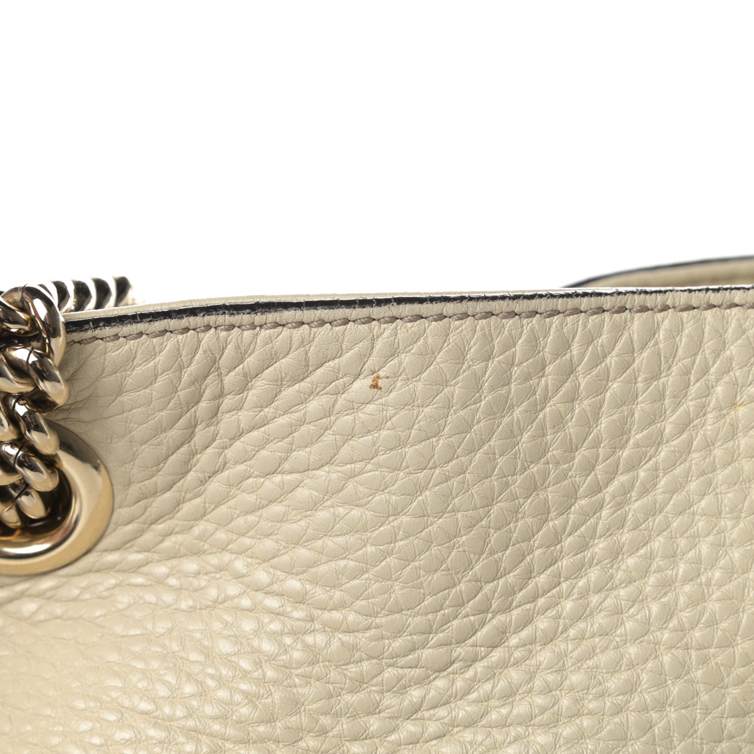 Gucci Pebbled Calfskin Medium Soho Chain Shoulder Bag Off White 18 of 19