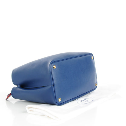Prada Saffiano Cuir Large Double Bag Bleuette 4 of 9