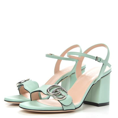 Gucci Lifford Calfskin GG Marmont Ankle Wrap 75mm Sandals 35 Water Green 3 of 8