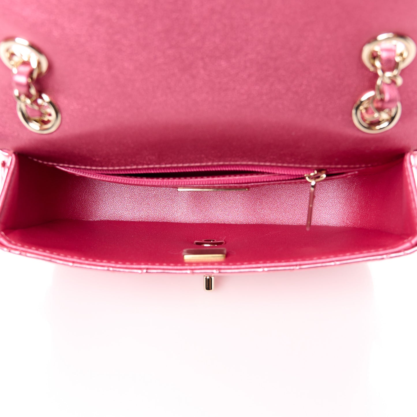 Mirror Calfskin Metallic Lambskin Quilted Hollywood Boulevard Mini Flap With Star Coin Purse Pink