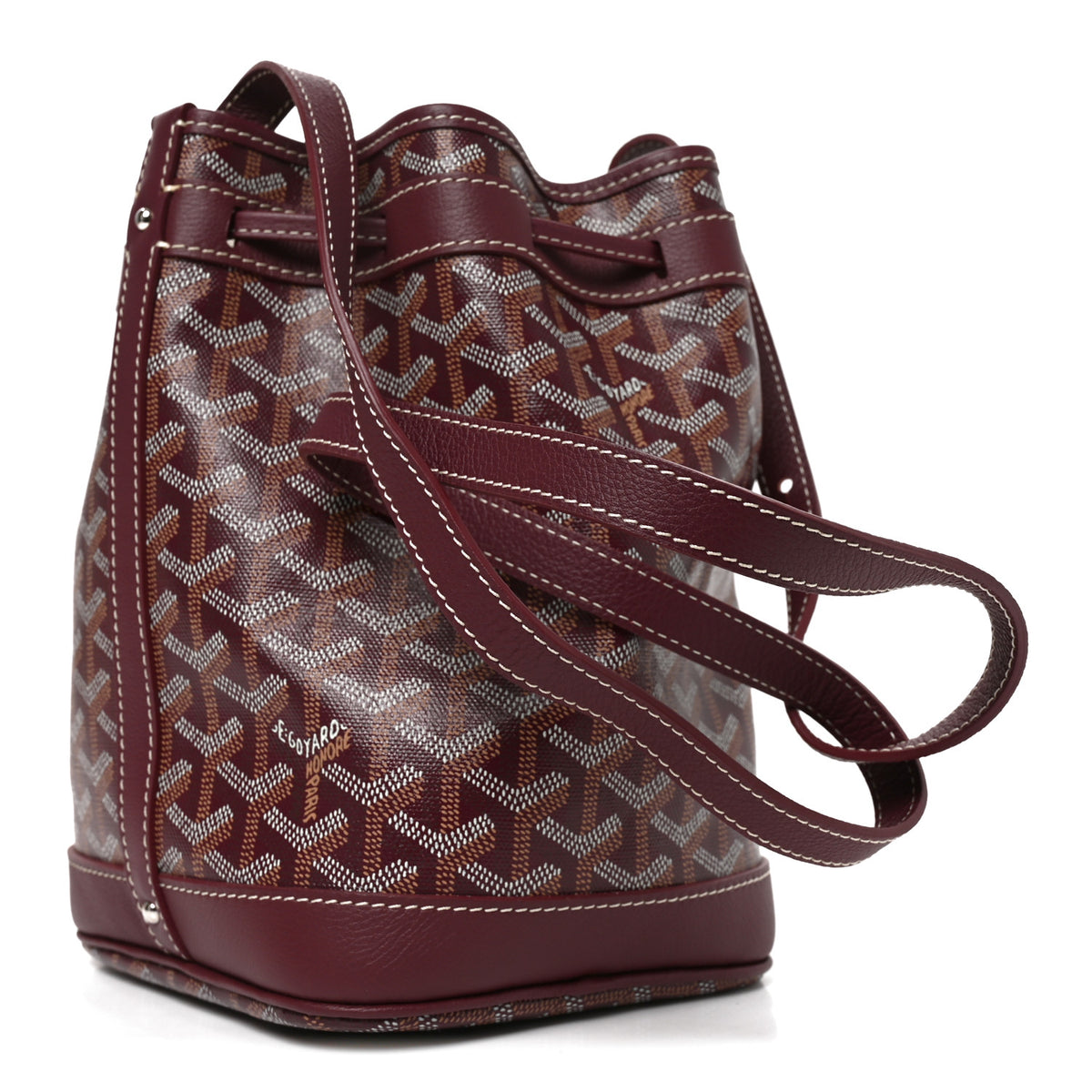 Goyardine Petit Flot Bucket Bag PM Burgundy