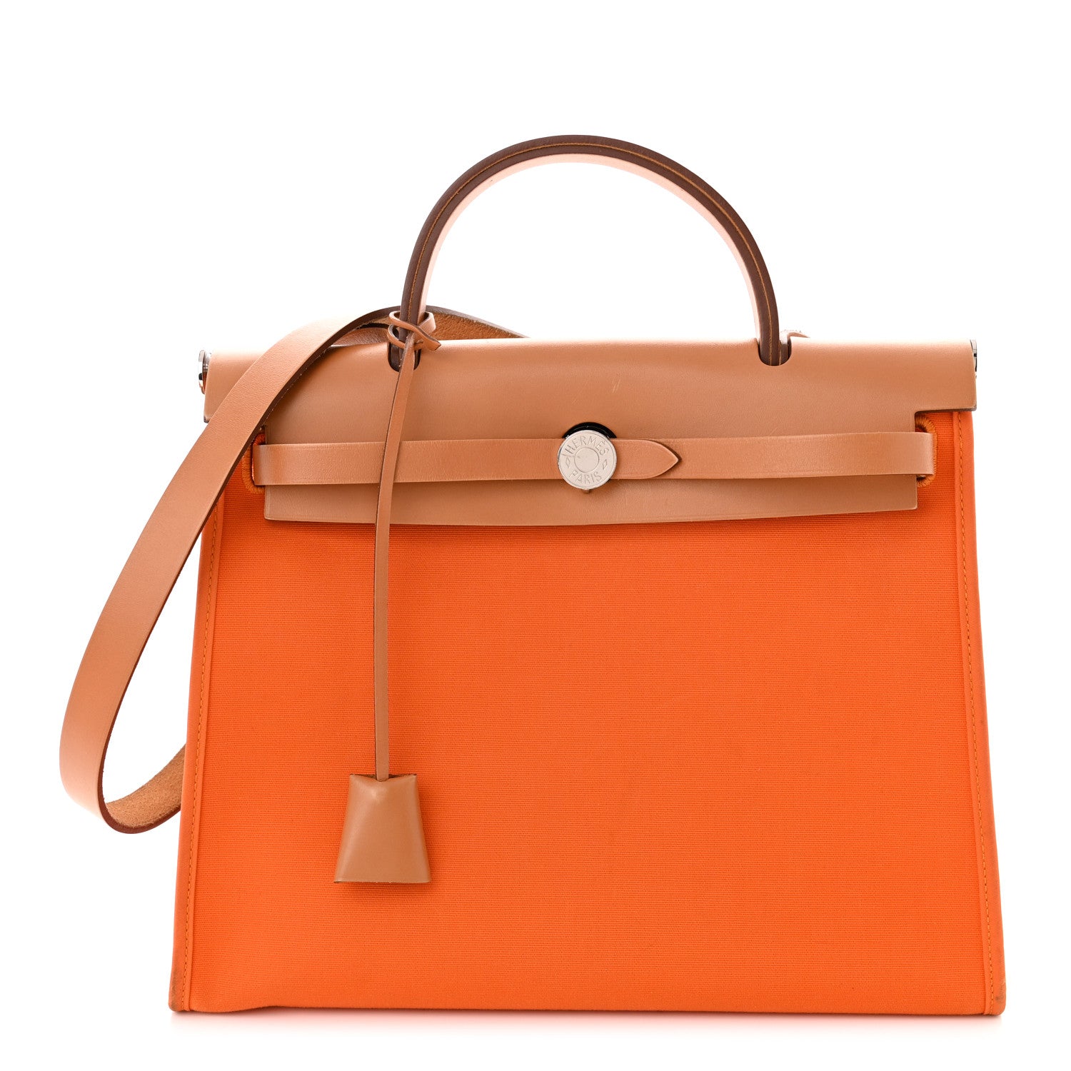 Hermes Toile Officer Vache Hunter Herbag Zip 31 PM Feu Natural 3 of 15