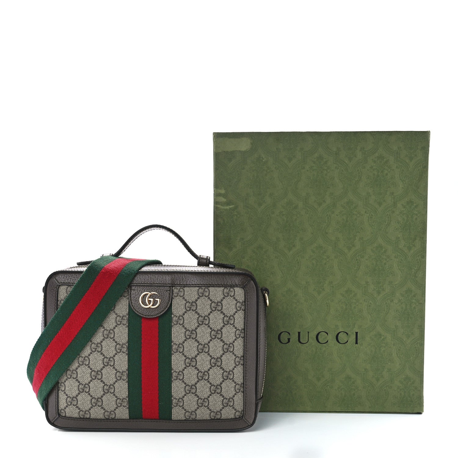 Gucci GG Supreme Monogram Web Small Ophidia Top Handle Shoulder Bag Brown 13 of 13