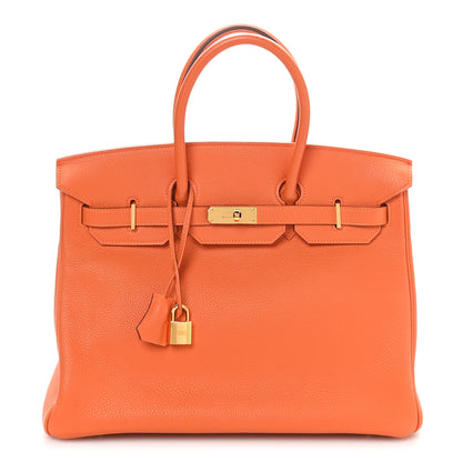 Hermes Taurillon Clemence Birkin 35 Orange 1 of 10