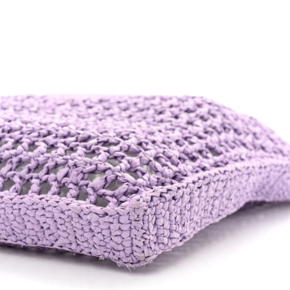 Prada Yarn Raffia Effect Crochet Logo Embroidered Tote Bag Lilium 9 of 9