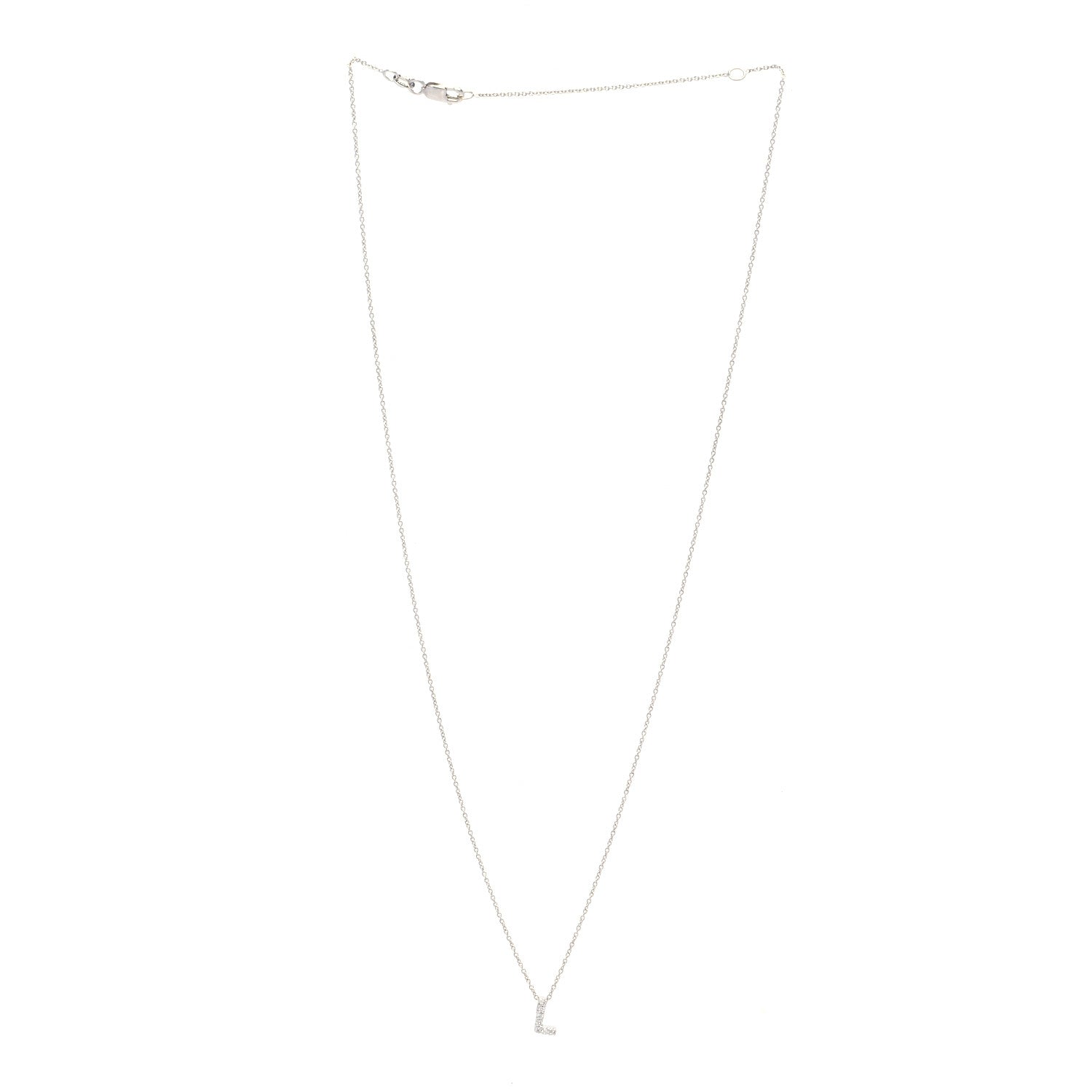 Roberto Coin 18K White Gold Diamond Love Letter L Pendant Necklace 2 of 6
