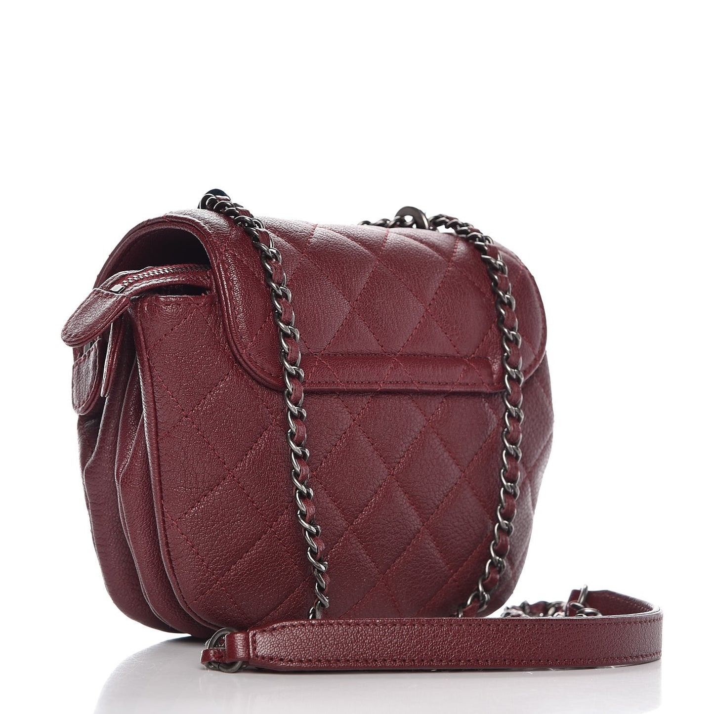 Goatskin Quilted CC Waiter Crossbody Burgundy
