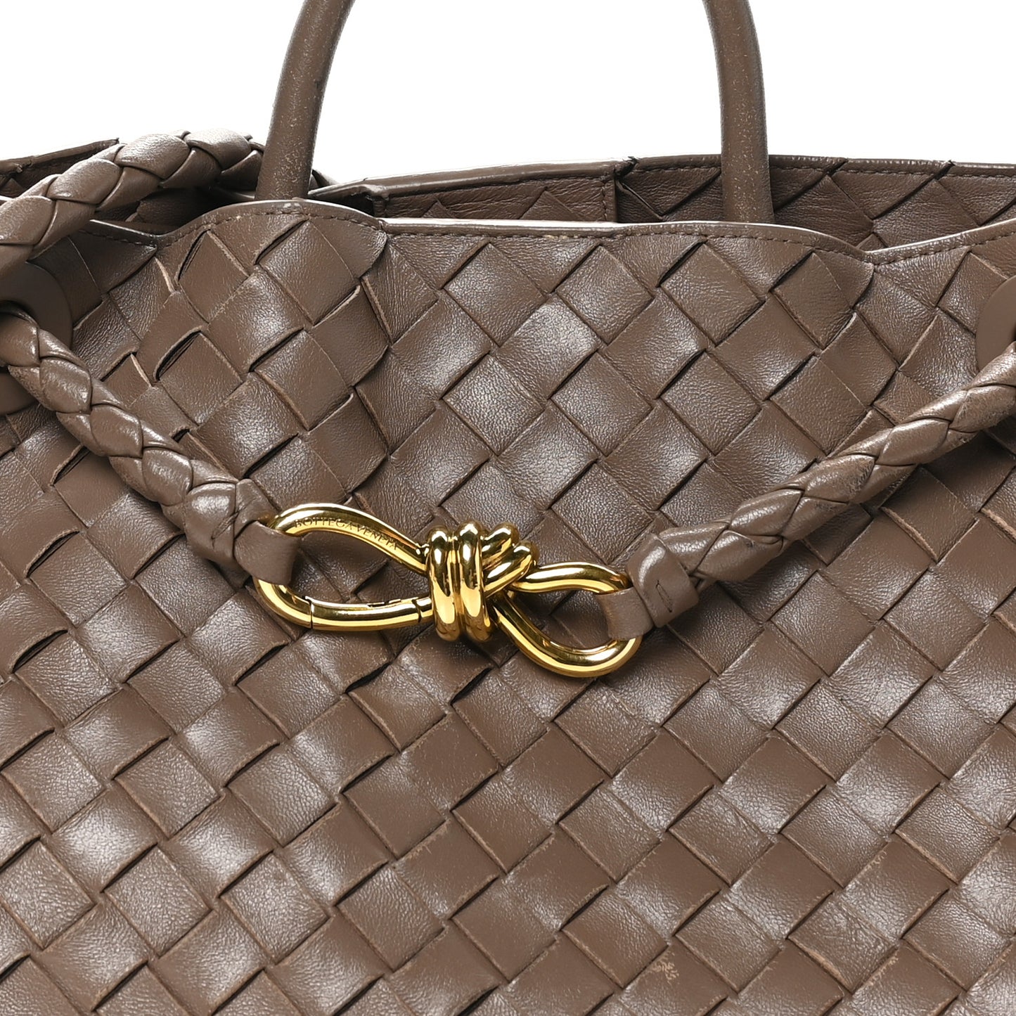 Nappa Intrecciato Medium Andiamo Shoulder Bag Taupe Grey