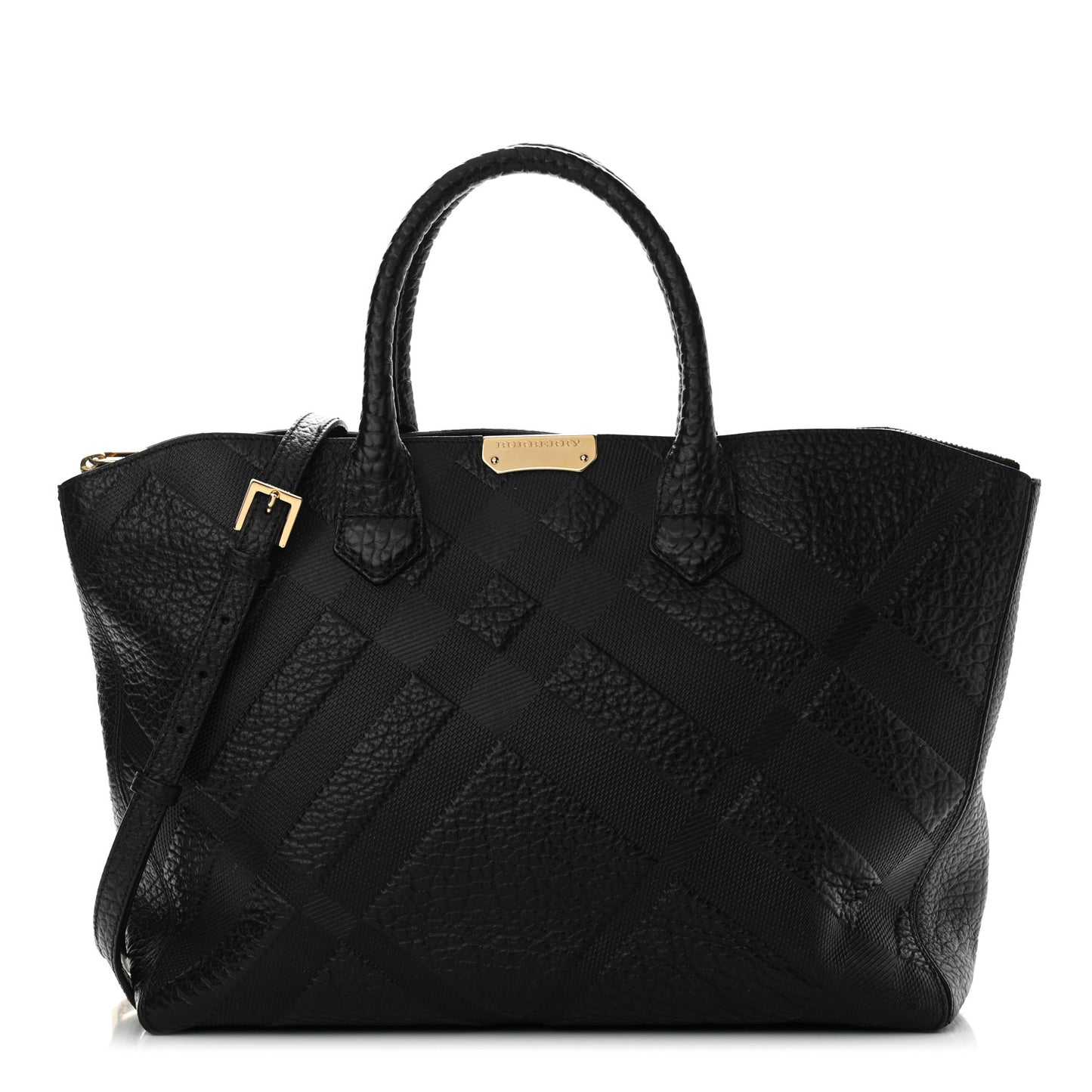 Heritage Grain Check Embossed Medium Dewsbury Tote Black