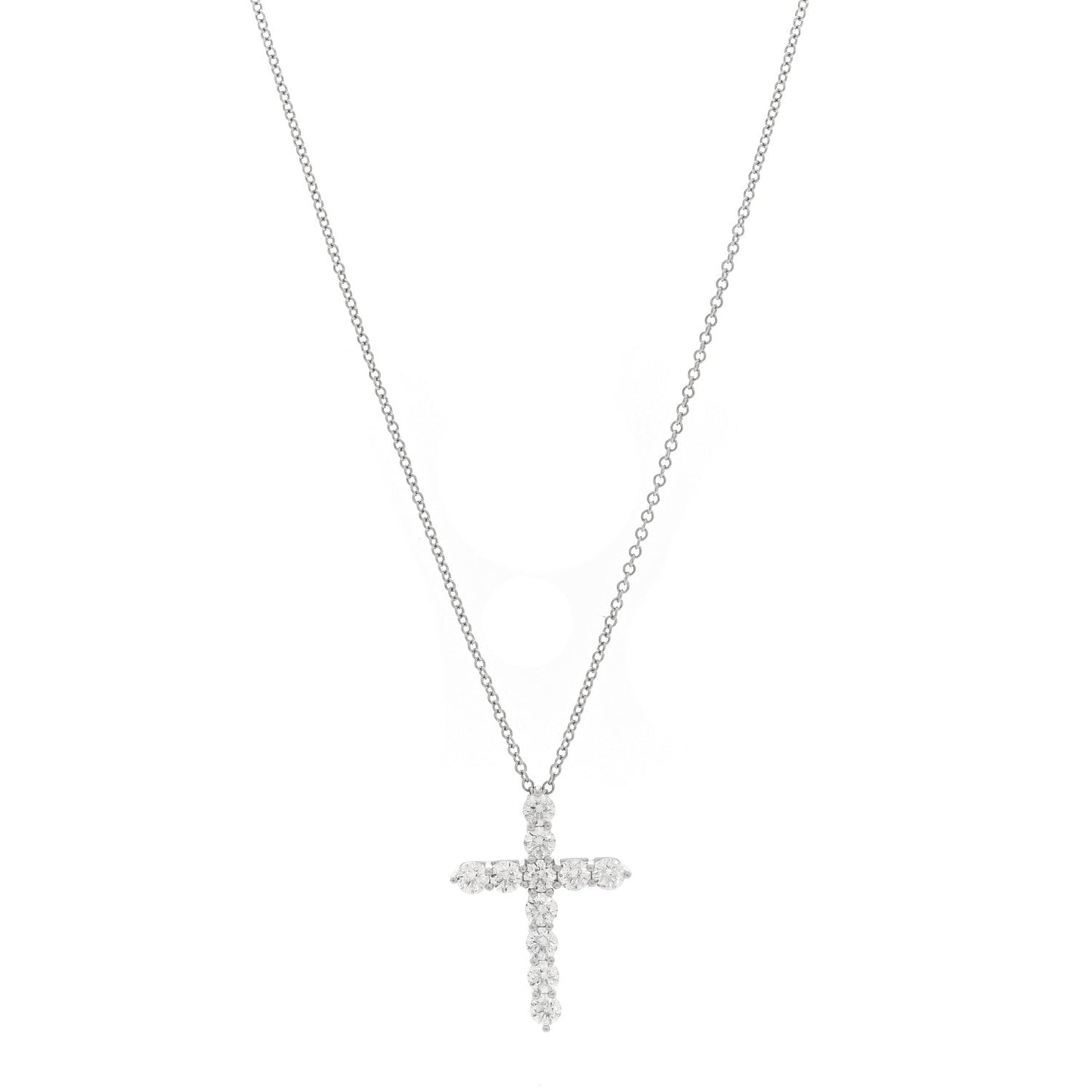 Platinum Diamond Medium Cross Pendant Necklace