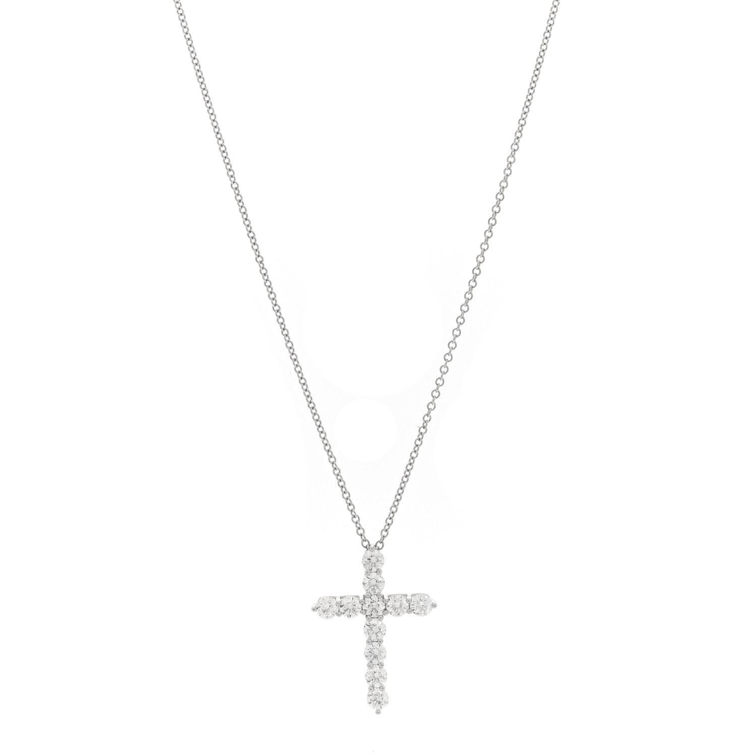 Tiffany Platinum Diamond Medium Cross Pendant Necklace 1 of 5