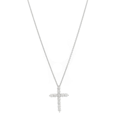 Tiffany Platinum Diamond Medium Cross Pendant Necklace 1 of 5