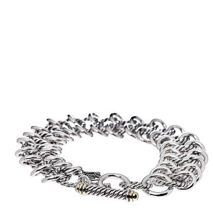 David Yurman Sterling Silver 18K Yellow Gold Atlas Chainmail Link Bracelet 3 of 4