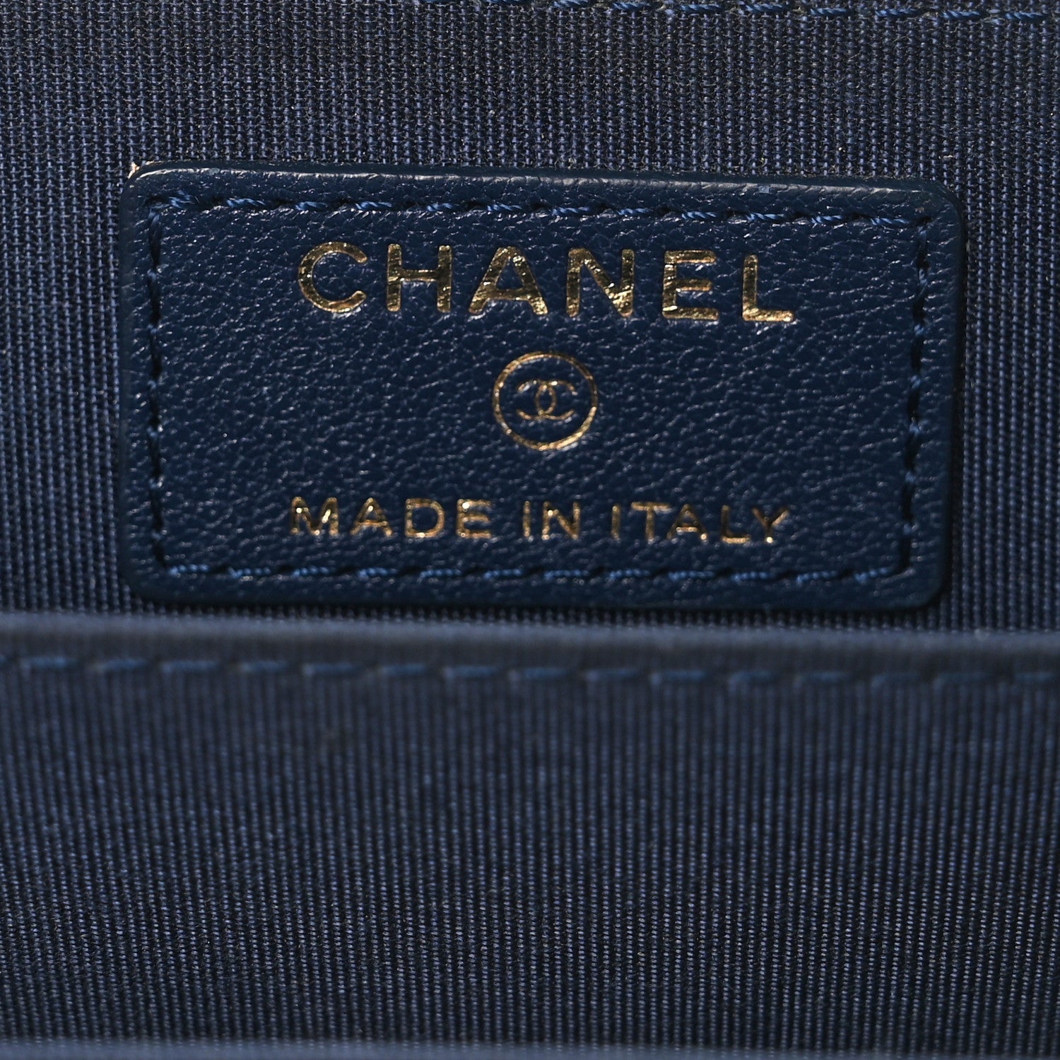 Chanel Sheepskin Chevron Quilted Vintage Mademoiselle Zip Coin Purse Dark Blue 7 of 8