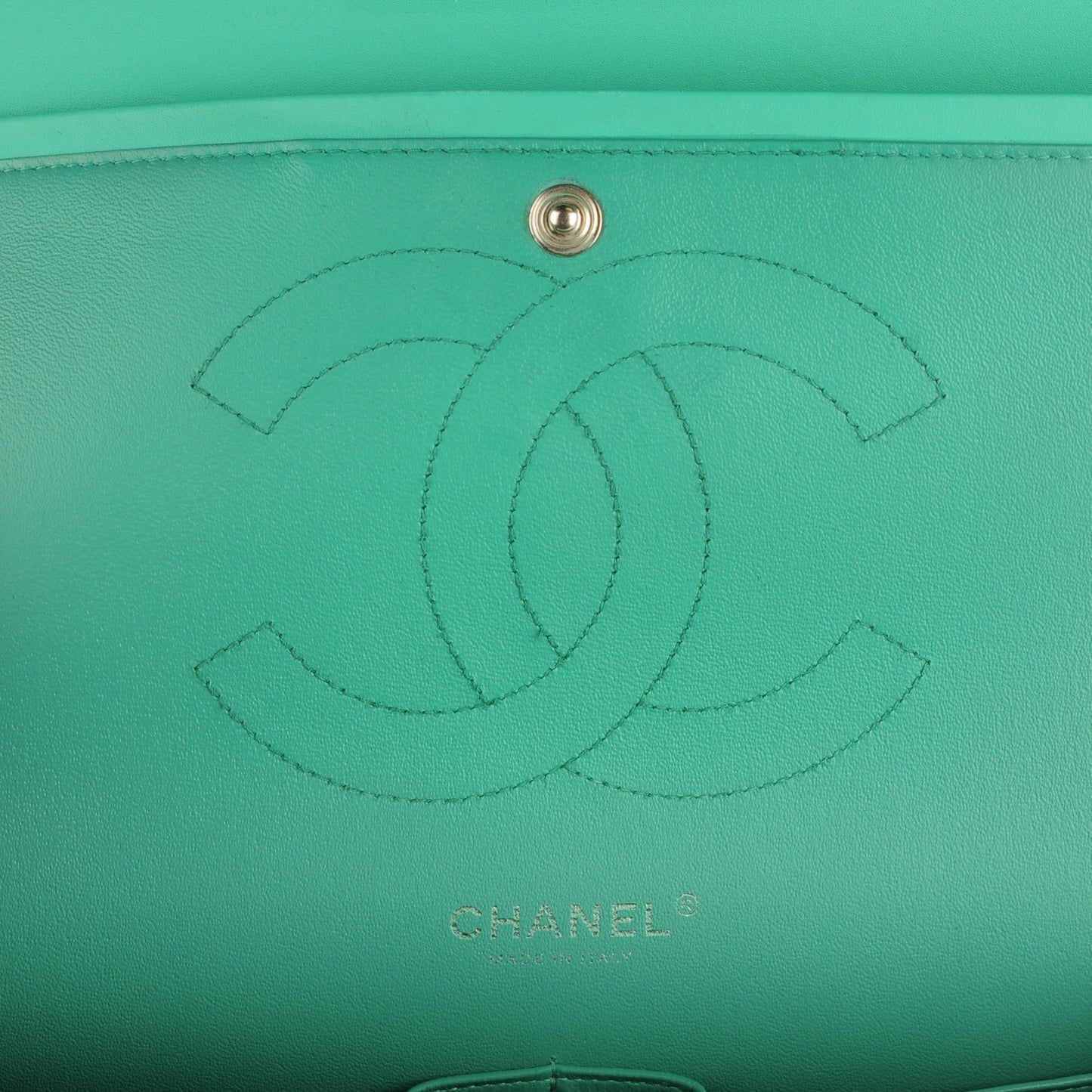 Patent Quilted Jumbo Double Flap Green