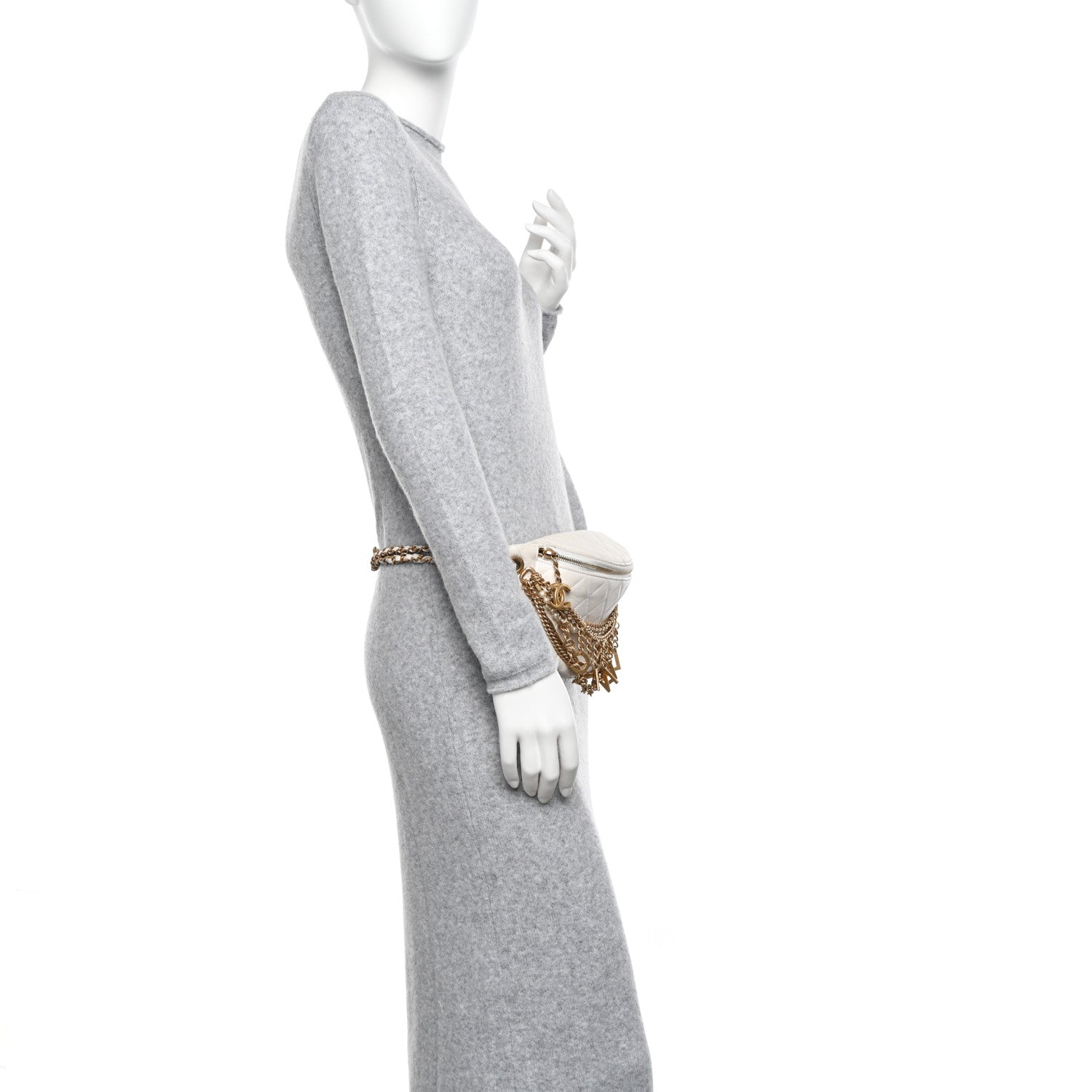 Chanel Lambskin Quilted All About Chains Waist Belt Bag White 2 of 11