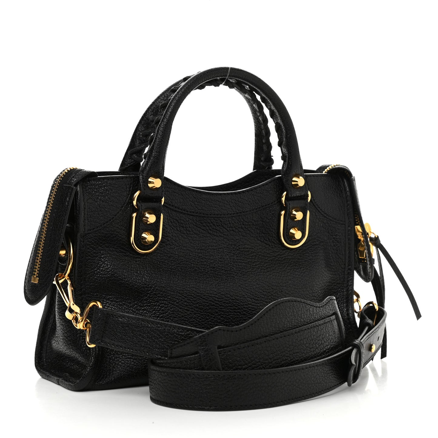 Chevre Gold Metallic Edge Hardware Mini City Black
