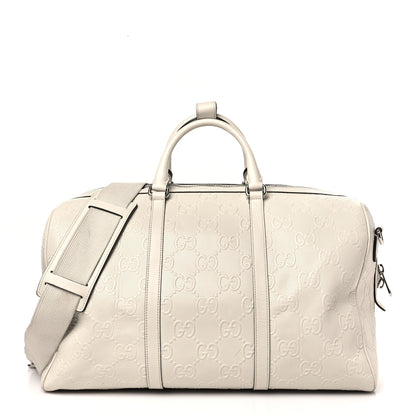 Gucci Calfskin GG Tennis Embossed Duffle Bag Mystic White 1 of 11