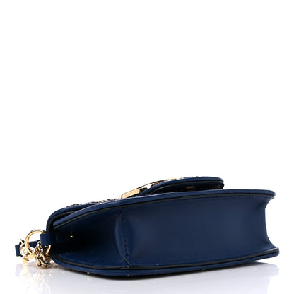 Valentino Garavani Tweed Calfskin Vlogo Small Loco Shoulder Bag Navy Ivory Gold 4 of 11